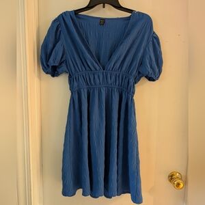 SHEIN Blue Puff Sleeve Mini Dress